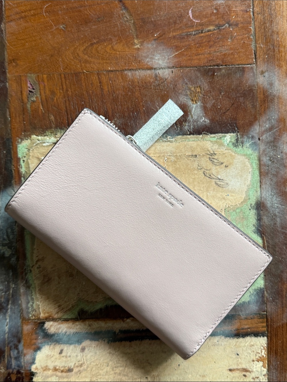 kate spade soft blush leather zip card holder